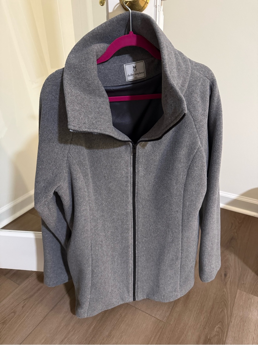 Dudley Stephens Women's Gray Funnel Collar Zip Trench Coat